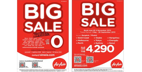 AirAsia BIG SALE Returns! Over 700 thousand seats to all destinations starting at 0 THB per trip