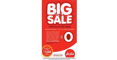 แอร์เอเชียส่งแคมเปญ BIG SALE มาตามคาเรียกร้อง จองตั๋วราคาสุดคุ้มกว่า 2 ล้านที่นั่ง เริ่มต้นเพียง 0 บาท