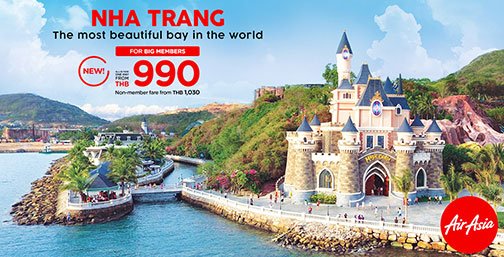 AirAsia Bolsters its Southern Vietnam Network with Direct Flight "Bangkok-Nha Trang" Get to Know a City of Endless Fun from Only 990 THB/Trip