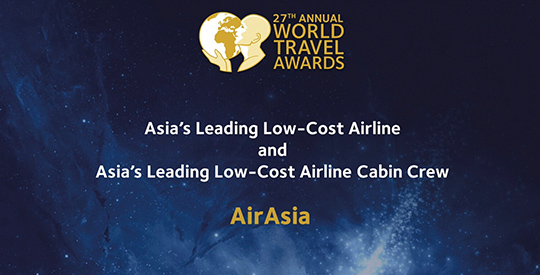 AirAsia awarded Asia's Leading Low-Cost Airline & Low-Cost Airline Cabin Crew at World Travel Awards 2020