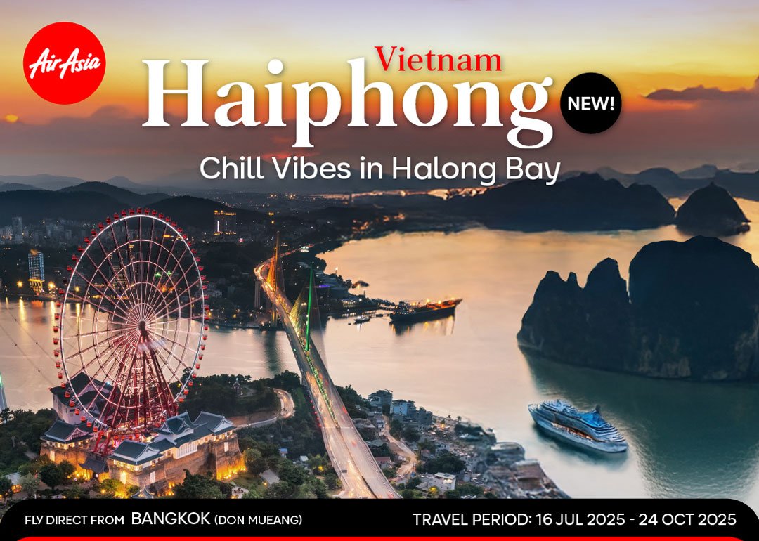 Thai AirAsia launches new route between Bangkok-Don Mueang and Hai Phong, its sixth destination in Vietnam Promotional fares from as low as only 1,790 THB one-way