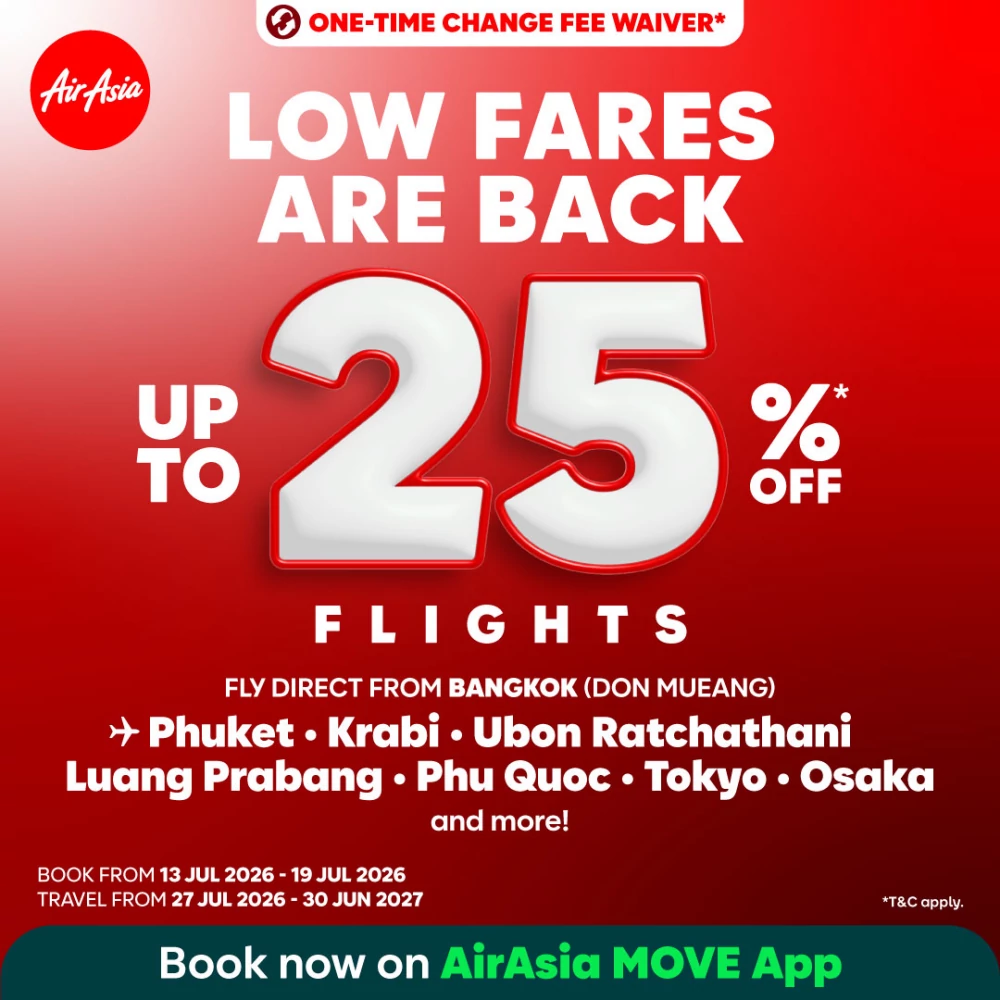 Ready, Set, Fly! AirAsia Slashes Fares by Up to 25% Across Domestic and International Routes — Plus 1 Free Flight Change!