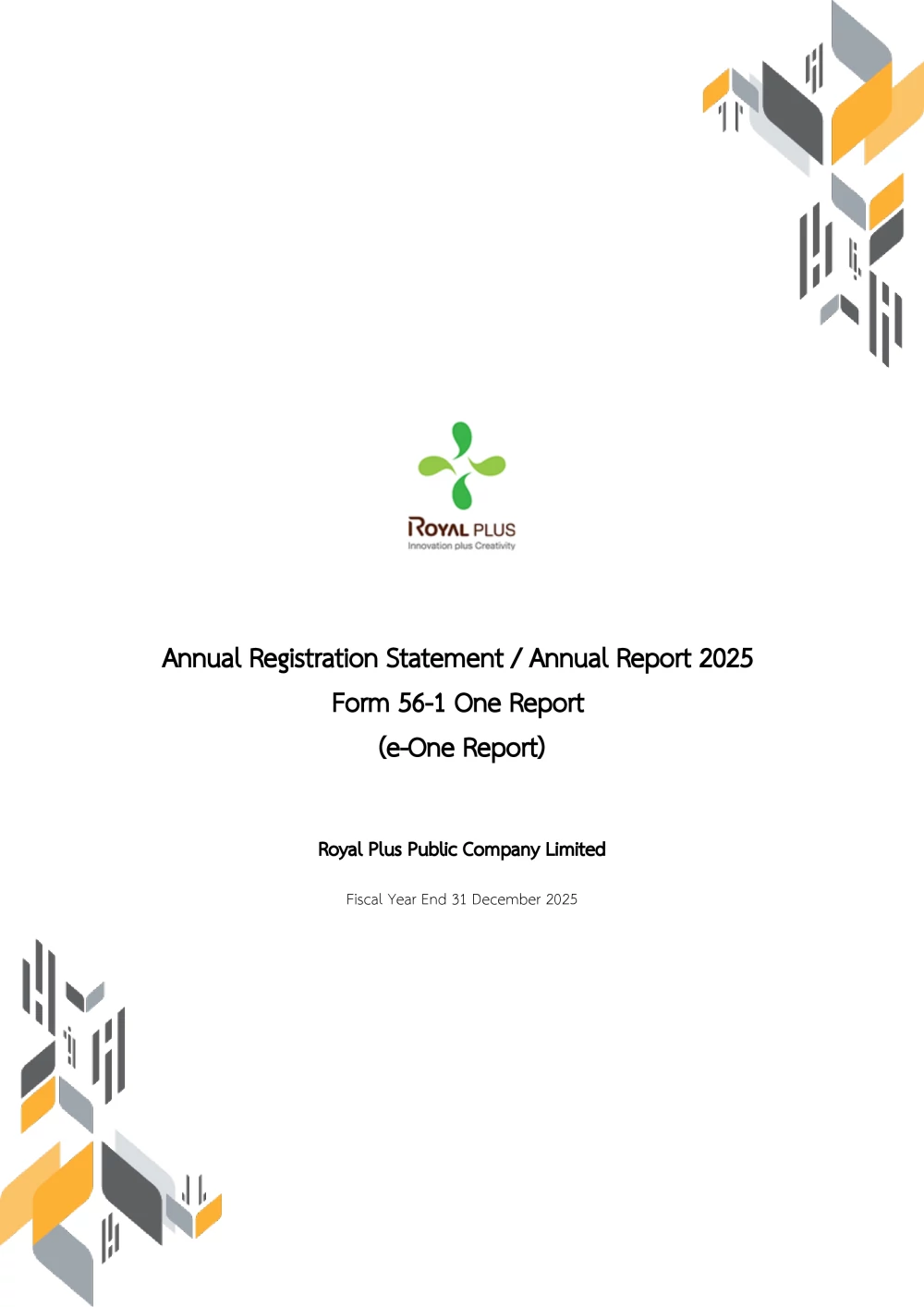 Form 56-1 One Report 2025 (e-One Report)